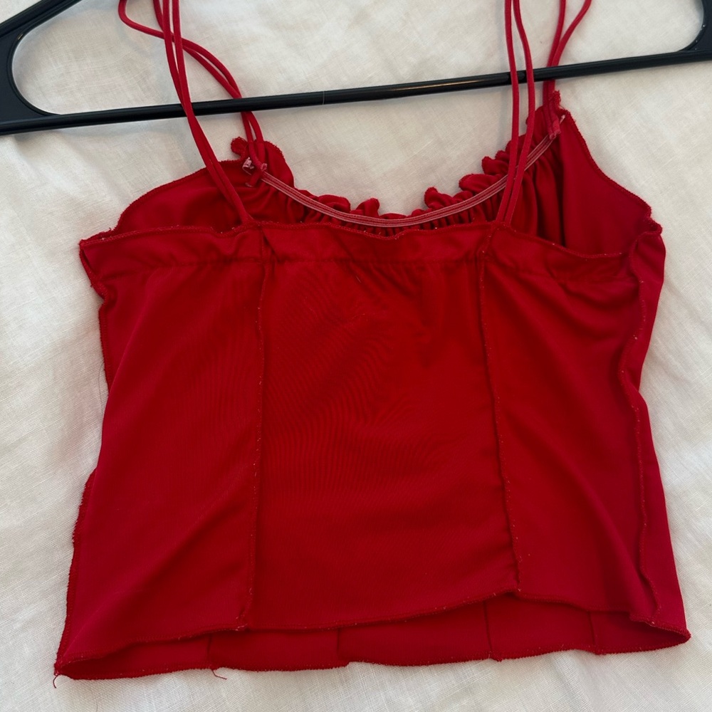 Princess Polly Red Ruffle Cropped Tank - Picture 5 of 5